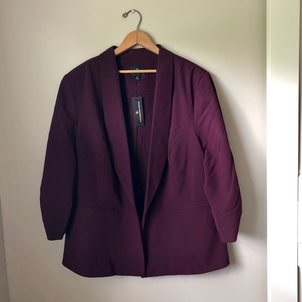 Burgundy Blazer 3/4 Cinch Sleeve Plus Size 3x NWT